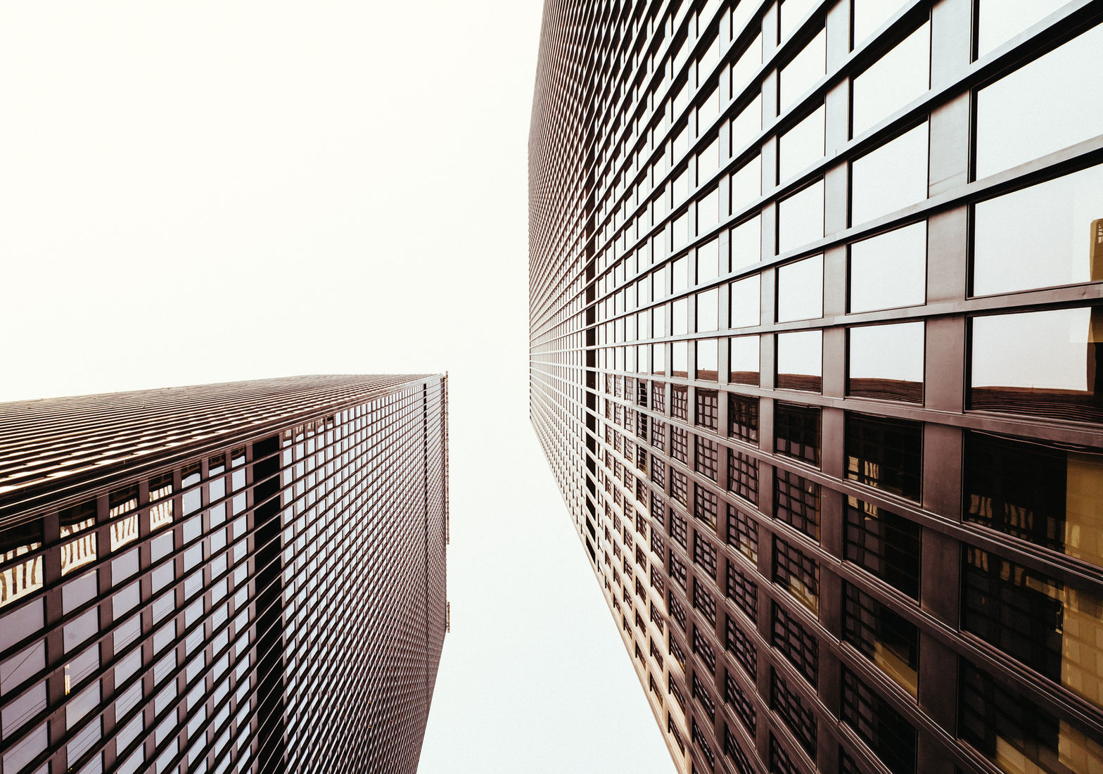 Modern skyscraper facade viewed from below